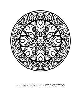 Decorative mandala and pattern for Mehndi, wedding, tattoo, islam, indian, arabic. Outline mandalas coloring book page.
