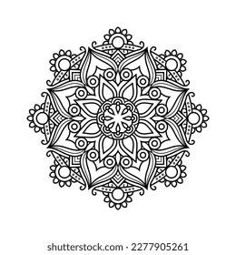 Dekorative Mandala und Muster für Mehndi, Hochzeit, Tattoo, Islam, indian, arabisch. Umriss Mandalas Farbbuchseite.
