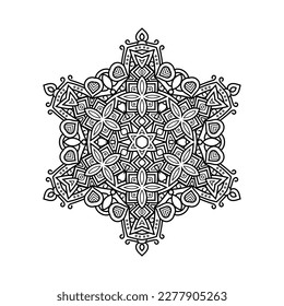 Decorative mandala and pattern for Mehndi, wedding, tattoo, islam, indian, arabic. Outline mandalas coloring book page.
