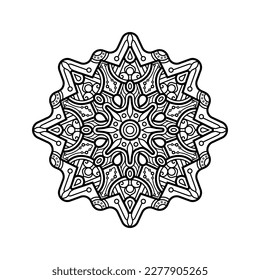 Mandala decorativa y patrón para Mehndi, boda, tatuaje, islam, indio, árabe. Esquema de la página del libro de colorear mandalas.
