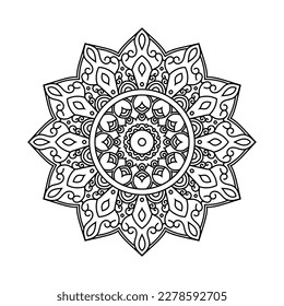 Dekorative Mandala und Muster für Mehndi, Hochzeit, Tattoo, Islam, indian, arabisch. Umriss Mandalas Farbbuchseite.
