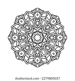 Mandala decorativa y patrón para Mehndi, boda, tatuaje, islam, indio, árabe. Esquema de la página del libro de colorear mandalas.