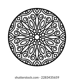 Mandala decorativa y patrón para Mehndi, boda, tatuaje, islam, indio, árabe. Esquema de la página del libro de colorear mandalas.
