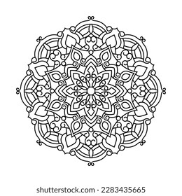 Decorative mandala and pattern for Mehndi, wedding, tattoo, islam, indian, arabic. Outline mandalas coloring book page.