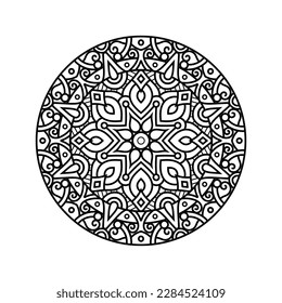 Decorative mandala and pattern for Mehndi, wedding, tattoo, islam, indian, arabic. Outline mandalas coloring book page.