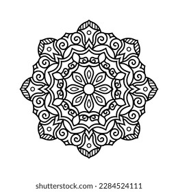 Decorative mandala and pattern for Mehndi, wedding, tattoo, islam, indian, arabic. Outline mandalas coloring book page.