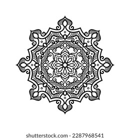 Decorative mandala and pattern for Mehndi, wedding, tattoo, islam, indian, arabic. Outline mandalas coloring book page.