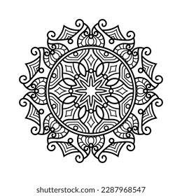 Decorative mandala and pattern for Mehndi, wedding, tattoo, islam, indian, arabic. Outline mandalas coloring book page.