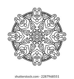Mandala decorativa y patrón para Mehndi, boda, tatuaje, islam, indio, árabe. Esquema de la página del libro de colorear mandalas.