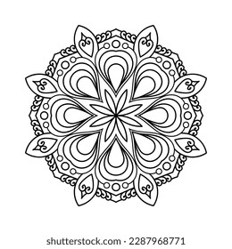 Decorative mandala and pattern for Mehndi, wedding, tattoo, islam, indian, arabic. Outline mandalas coloring book page.