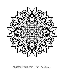 Mandala decorativa y patrón para Mehndi, boda, tatuaje, islam, indio, árabe. Esquema de la página del libro de colorear mandalas.