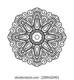 Decorative mandala and pattern for Mehndi, wedding, tattoo, islam, indian, arabic. Outline mandalas coloring book page.
