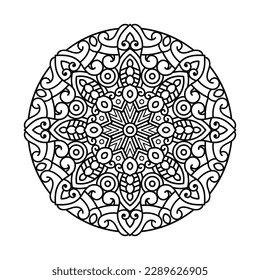 Decorative mandala and pattern for Mehndi, wedding, tattoo, islam, indian, arabic. Outline mandalas coloring book page.