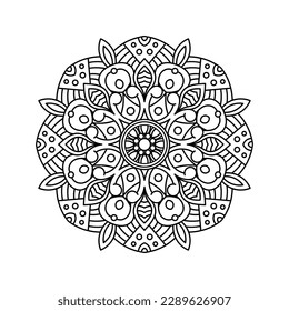 Decorative mandala and pattern for Mehndi, wedding, tattoo, islam, indian, arabic. Outline mandalas coloring book page.