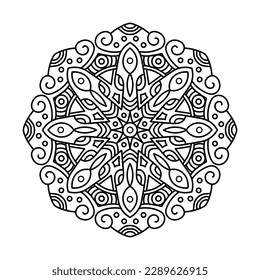 Decorative mandala and pattern for Mehndi, wedding, tattoo, islam, indian, arabic. Outline mandalas coloring book page.