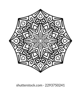 Mandala decorativa y patrón para Mehndi, boda, tatuaje, islam, indio, árabe. Esquema de la página del libro de colorear mandalas.