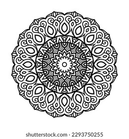 Mandala decorativa y patrón para Mehndi, boda, tatuaje, islam, indio, árabe. Esquema de la página del libro de colorear mandalas.