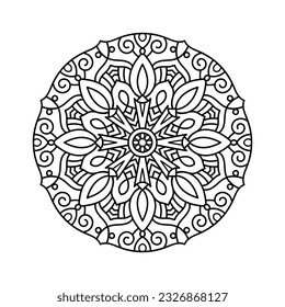 Mandala decorativa y patrón para Mehndi, boda, tatuaje, islam, indio, árabe. Esquema de la página del libro de colorear mandalas.
