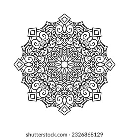 Decorative mandala and pattern for Mehndi, wedding, tattoo, islam, indian, arabic. Outline mandalas coloring book page.