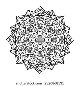 Decorative mandala and pattern for Mehndi, wedding, tattoo, islam, indian, arabic. Outline mandalas coloring book page.