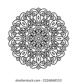 Decorative mandala and pattern for Mehndi, wedding, tattoo, islam, indian, arabic. Outline mandalas coloring book page.