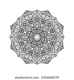 Decorative mandala and pattern for Mehndi, wedding, tattoo, islam, indian, arabic. Outline mandalas coloring book page.
