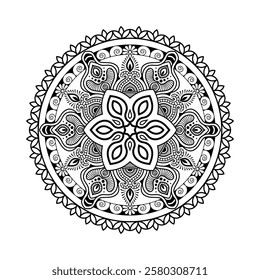 Decorative mandala and pattern for mehndi, wedding, Islamic, Indian, Arabic ethnic, tribal Outline mandalas for coloring book page. Traditional and Cultural Beautiful pattern design, tattoo design.