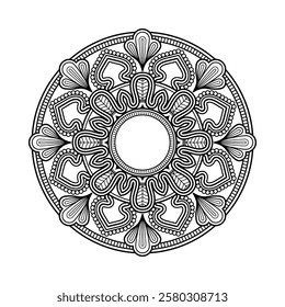 Decorative mandala and pattern for mehndi, wedding, Islamic, Indian, Arabic ethnic, tribal Outline mandalas for coloring book page. Traditional and Cultural Beautiful pattern design, tattoo design.