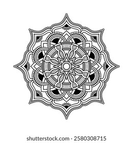 Decorative mandala and pattern for mehndi, wedding, Islamic, Indian, Arabic ethnic, tribal Outline mandalas for coloring book page. Traditional and Cultural Beautiful pattern design, tattoo design.