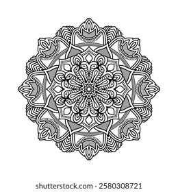 Decorative mandala and pattern for mehndi, wedding, Islamic, Indian, Arabic ethnic, tribal Outline mandalas for coloring book page. Traditional and Cultural Beautiful pattern design, tattoo design.