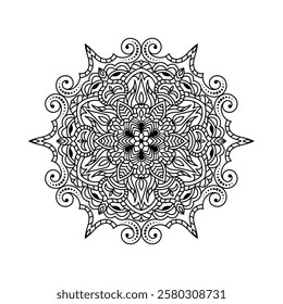 Decorative mandala and pattern for mehndi, wedding, Islamic, Indian, Arabic ethnic, tribal Outline mandalas for coloring book page. Traditional and Cultural Beautiful pattern design, tattoo design.