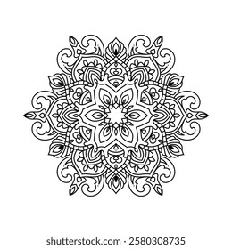 Decorative mandala and pattern for mehndi, wedding, Islamic, Indian, Arabic ethnic, tribal Outline mandalas for coloring book page. Traditional and Cultural Beautiful pattern design, tattoo design.