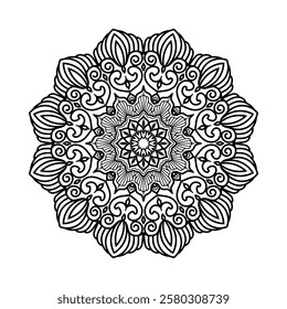 Decorative mandala and pattern for mehndi, wedding, Islamic, Indian, Arabic ethnic, tribal Outline mandalas for coloring book page. Traditional and Cultural Beautiful pattern design, tattoo design.