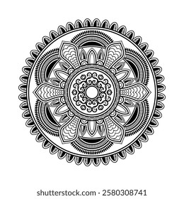 Decorative mandala and pattern for mehndi, wedding, Islamic, Indian, Arabic ethnic, tribal Outline mandalas for coloring book page. Traditional and Cultural Beautiful pattern design, tattoo design.