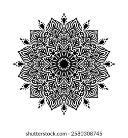 Decorative mandala and pattern for mehndi, wedding, Islamic, Indian, Arabic ethnic, tribal Outline mandalas for coloring book page. Traditional and Cultural Beautiful pattern design, tattoo design.