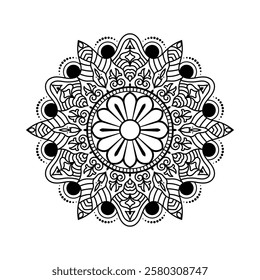 Decorative mandala and pattern for mehndi, wedding, Islamic, Indian, Arabic ethnic, tribal Outline mandalas for coloring book page. Traditional and Cultural Beautiful pattern design, tattoo design.