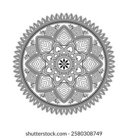 Decorative mandala and pattern for mehndi, wedding, Islamic, Indian, Arabic ethnic, tribal Outline mandalas for coloring book page. Traditional and Cultural Beautiful pattern design, tattoo design.