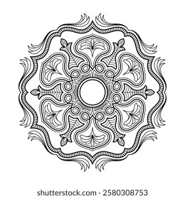 Decorative mandala and pattern for mehndi, wedding, Islamic, Indian, Arabic ethnic, tribal Outline mandalas for coloring book page. Traditional and Cultural Beautiful pattern design, tattoo design.