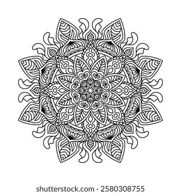 Decorative mandala and pattern for mehndi, wedding, Islamic, Indian, Arabic ethnic, tribal Outline mandalas for coloring book page. Traditional and Cultural Beautiful pattern design, tattoo design.