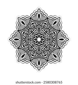 Decorative mandala and pattern for mehndi, wedding, Islamic, Indian, Arabic ethnic, tribal Outline mandalas for coloring book page. Traditional and Cultural Beautiful pattern design, tattoo design.