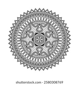 Decorative mandala and pattern for mehndi, wedding, Islamic, Indian, Arabic ethnic, tribal Outline mandalas for coloring book page. Traditional and Cultural Beautiful pattern design, tattoo design.