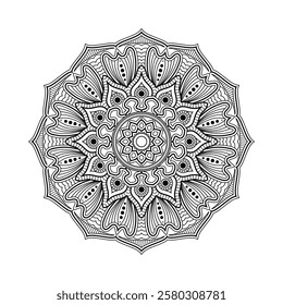 Decorative mandala and pattern for mehndi, wedding, Islamic, Indian, Arabic ethnic, tribal Outline mandalas for coloring book page. Traditional and Cultural Beautiful pattern design, tattoo design.