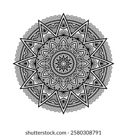 Decorative mandala and pattern for mehndi, wedding, Islamic, Indian, Arabic ethnic, tribal Outline mandalas for coloring book page. Traditional and Cultural Beautiful pattern design, tattoo design.