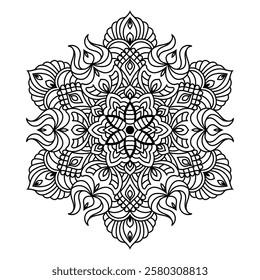 Decorative mandala and pattern for mehndi, wedding, Islamic, Indian, Arabic ethnic, tribal Outline mandalas for coloring book page. Traditional and Cultural Beautiful pattern design, tattoo design.