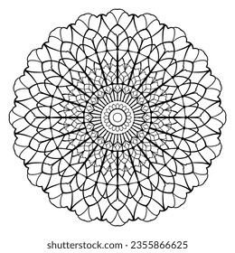 Decorative mandala pattern. Outline vector illustration. Elegant lace doodle pattern in a circle. 