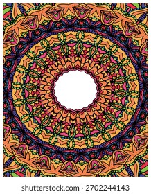 Patrón decorativo del mandala con los contrastes vibrantes del color y los modelos caleidoscópicos

