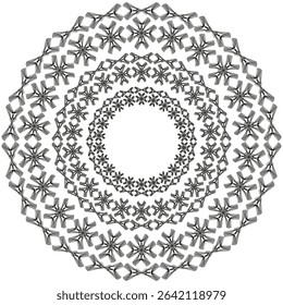 Decorative mandala ring. Intricate lace pattern. Circular outline vector. Symmetry detail icon.