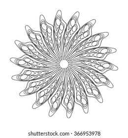 Decorative mandala. Vector illustration. Good for coloring book for adult and older children. Coloring page. Outline drawing.