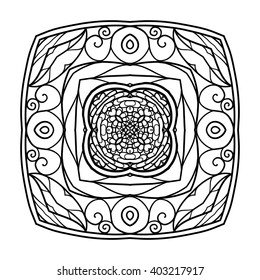 Decorative mandala. Vector illustration. Good for coloring book for adult and older children. Coloring page. Outline drawing.