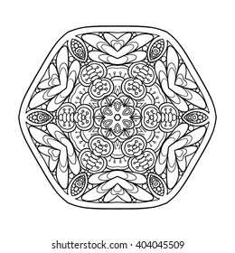 Decorative mandala. Vector illustration. Good for coloring book for adult and older children. Coloring page. Outline drawing.